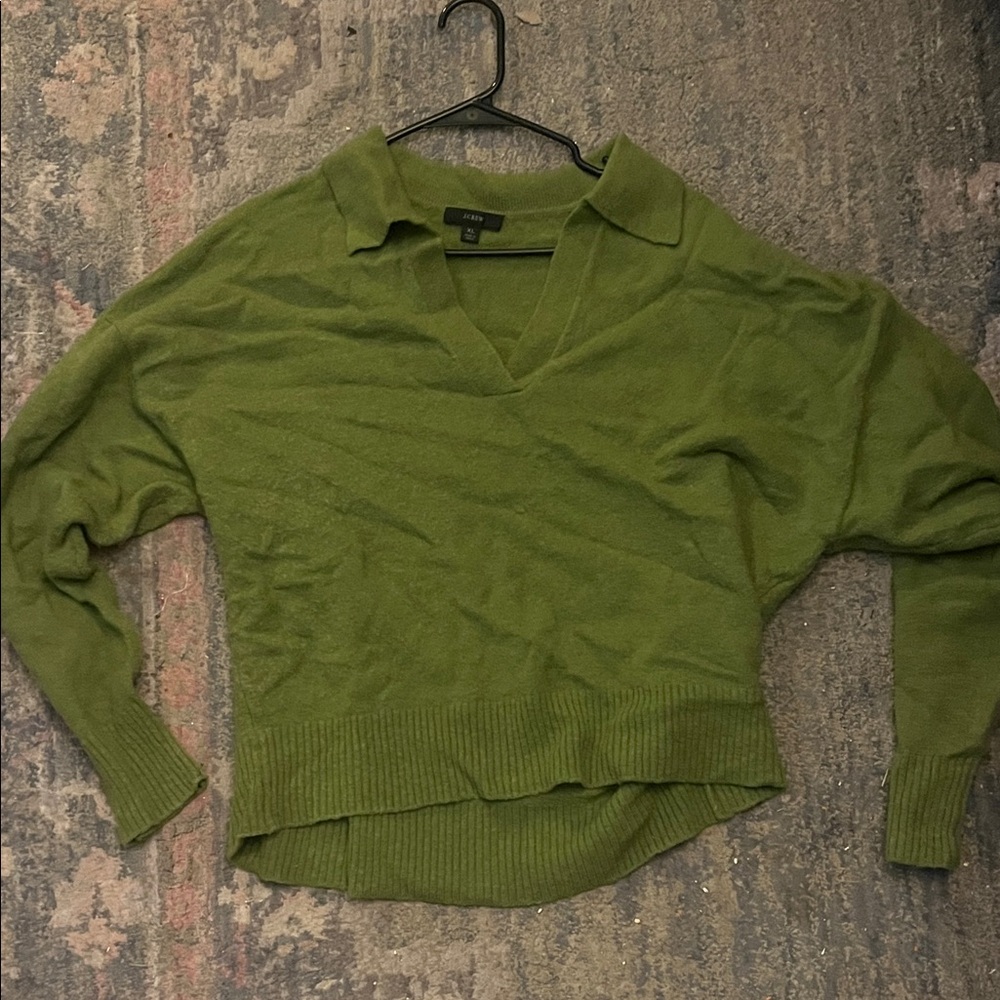 J. Crew Olive V-Neck Sweater